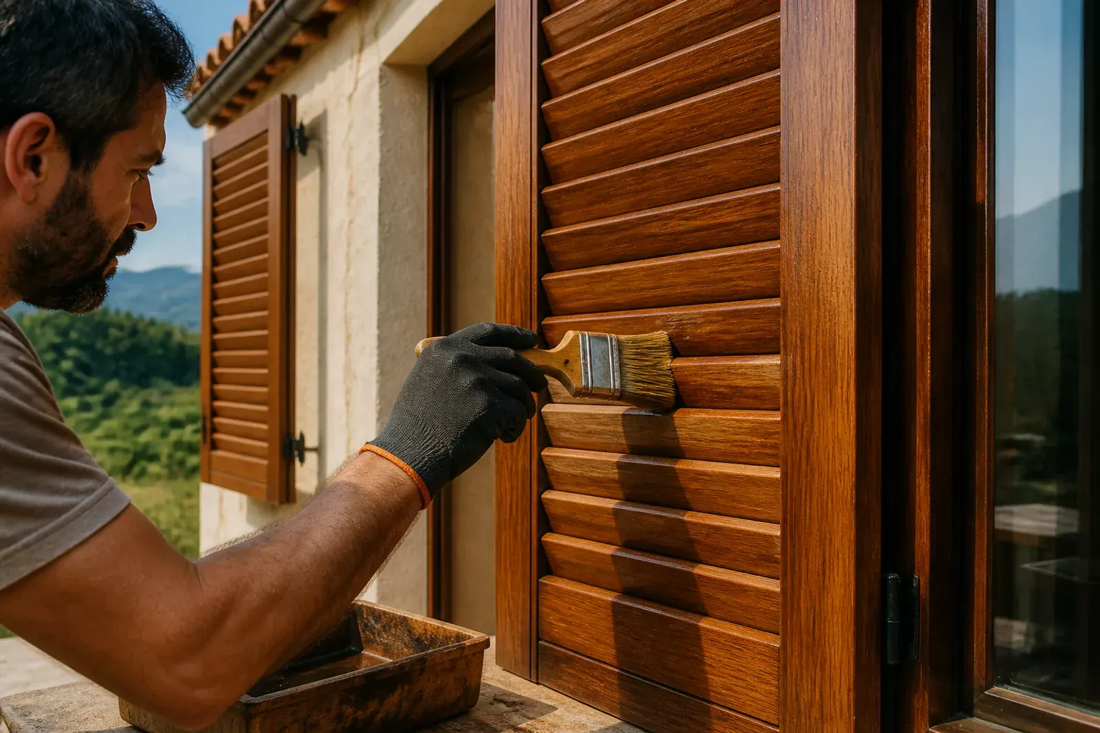 Dopo: Scuri in legno sverniciati e rifiniti a Bassano del Grappa