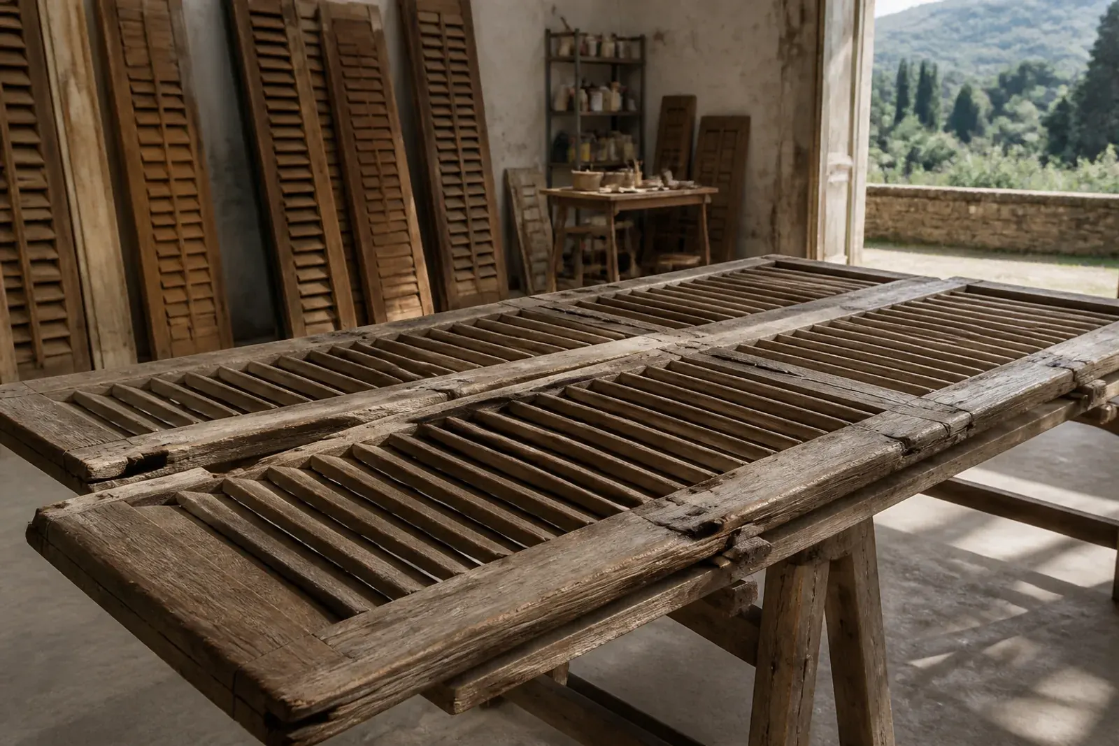 Prima: Scuri in legno sverniciati e rifiniti a Bassano del Grappa