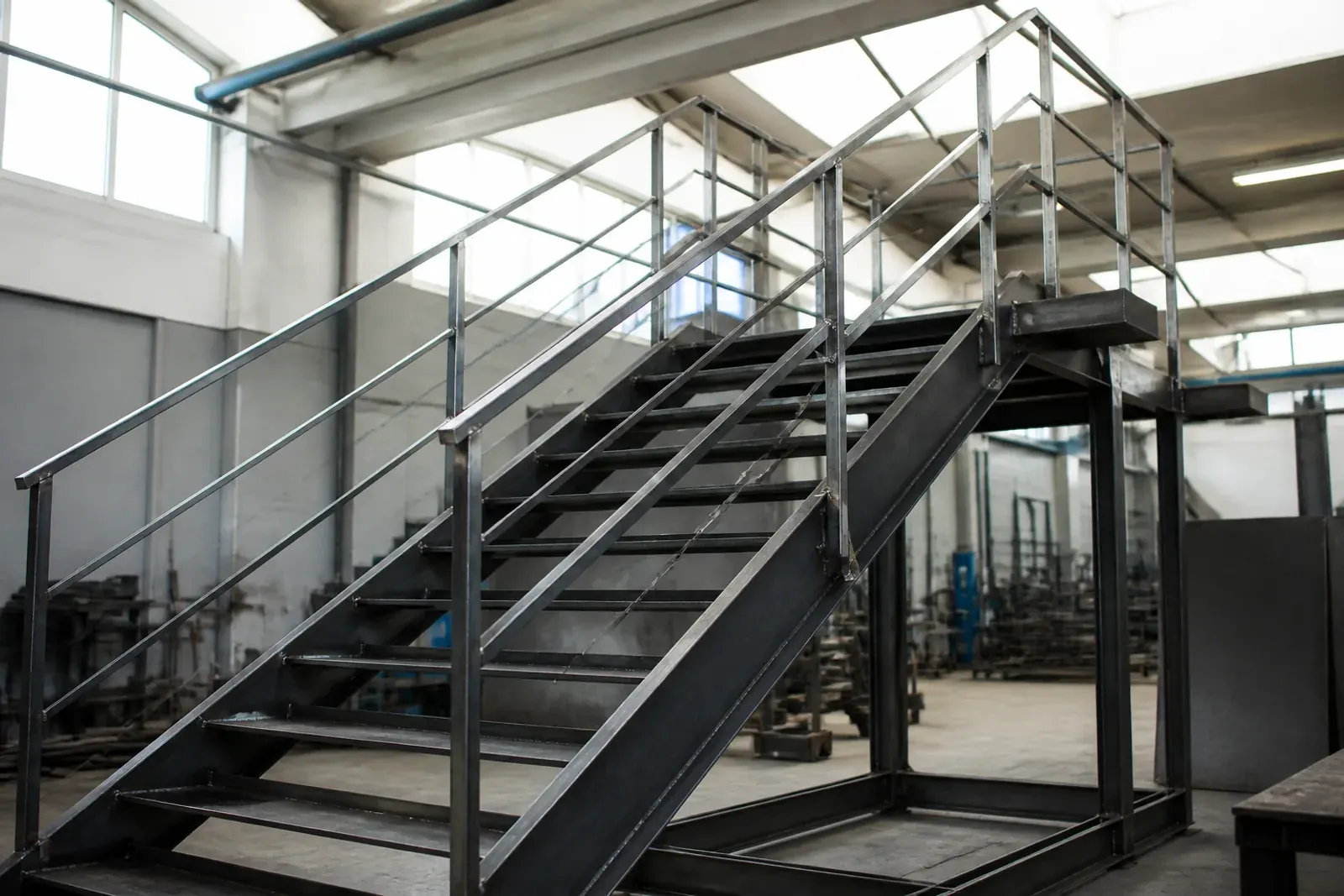 Scala industriale in acciaio dopo la verniciatura