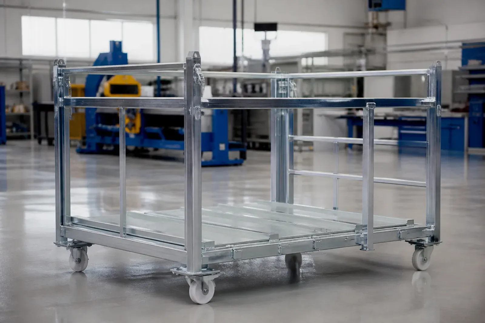 Carrello industriale in acciaio dopo il ciclo protettivo