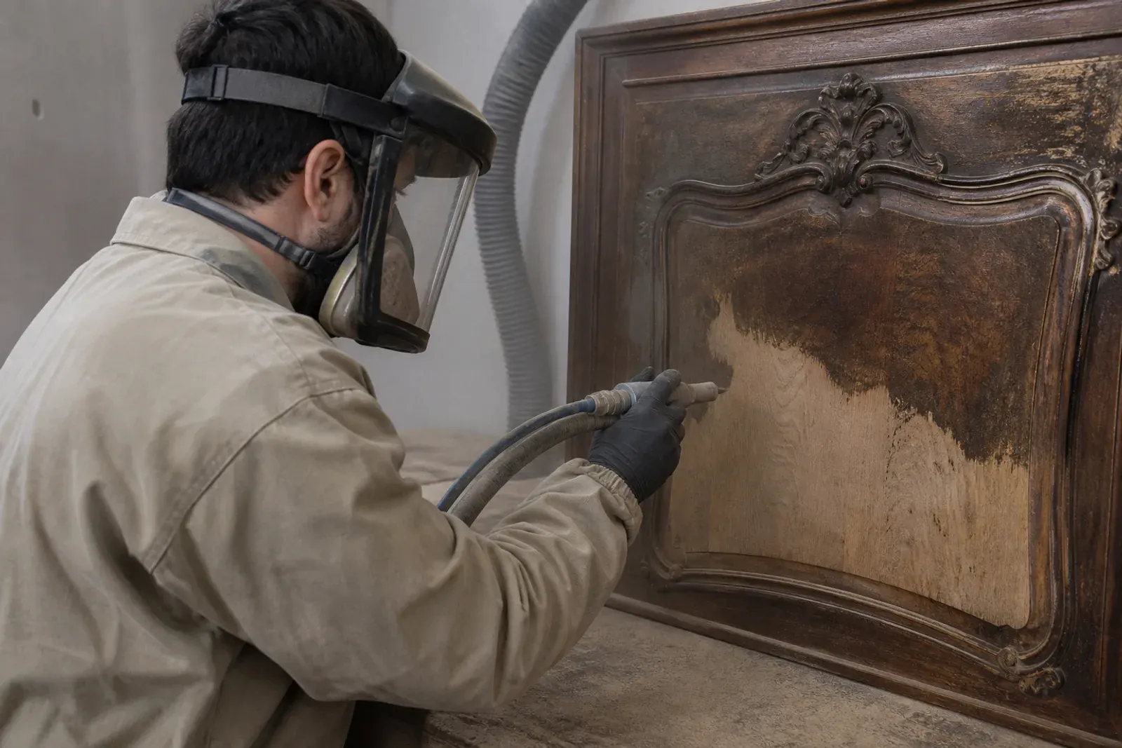 Legno sabbiato con venatura in rilievo