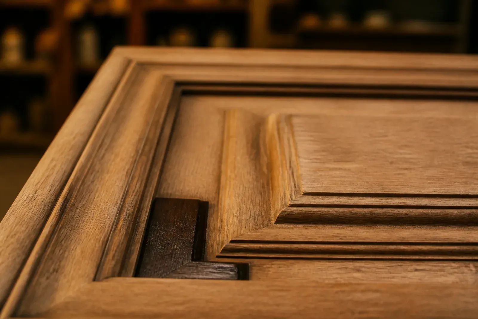 Armadio in legno di noce durante la pulizia