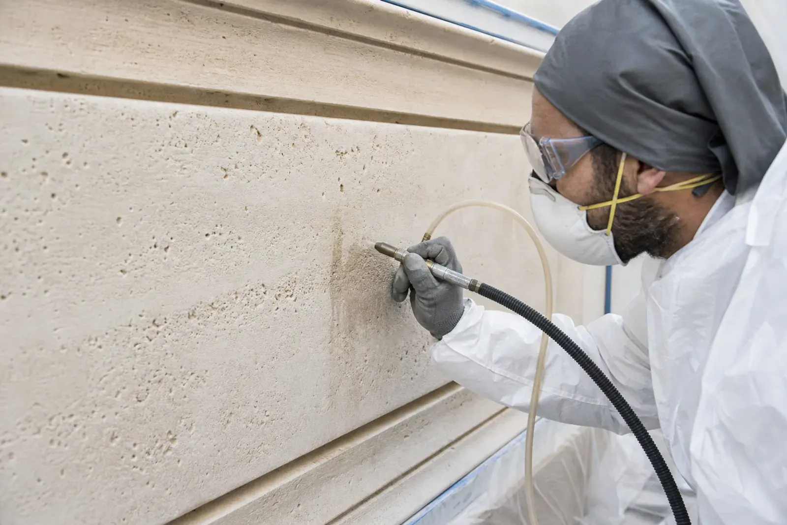 Microsabbiatura di una cornice in pietra